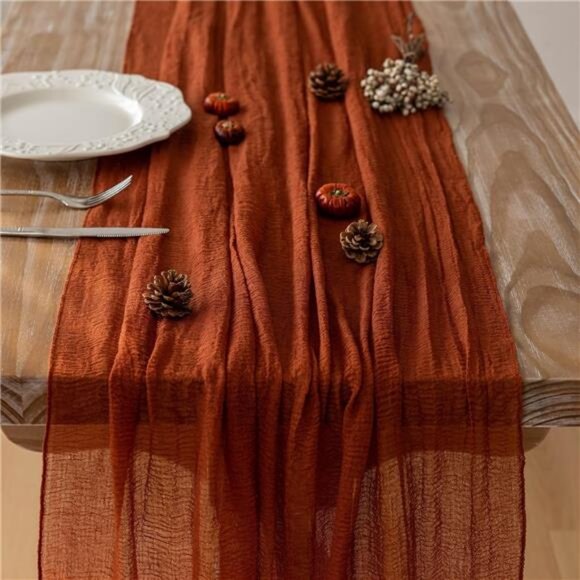 Fall Thanksgiving Table Runner Terracotta Decorations 120 Inch 10 FT Rustic - Picture 3 of 7